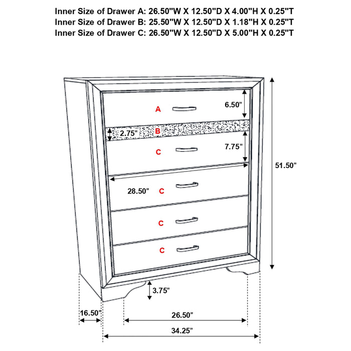 Miranda 5-drawer Bedroom Chest White