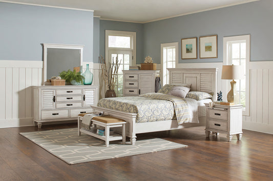 Franco 4-piece Queen Bedroom Set Distressed White