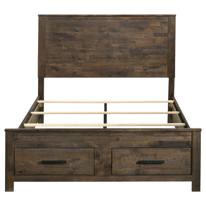 Woodmont Eastern King Storage Bed Rustic Golden Brown