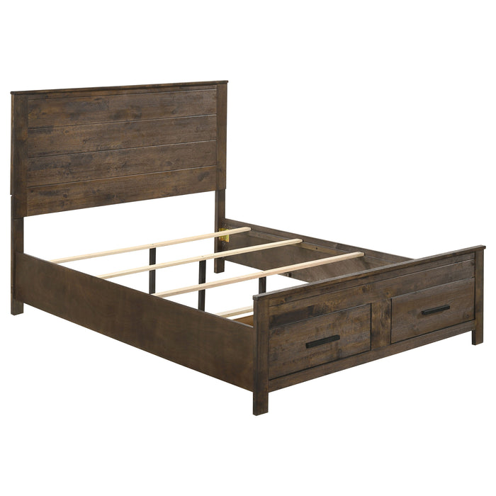 Woodmont Wood Queen Storage Panel Bed Rustic Golden Brown