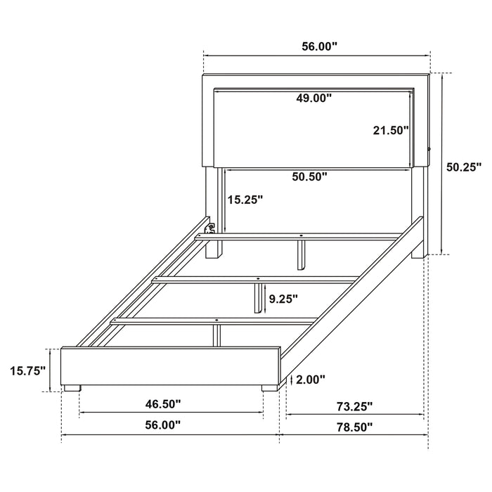 Marceline Wood Full LED Panel Bed Black