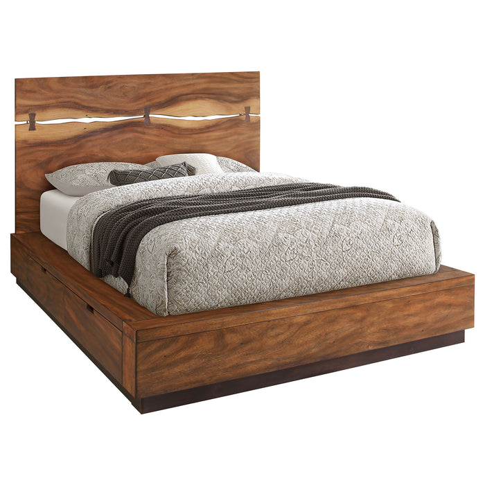 Winslow Wood Eastern King Storage Panel Bed Smokey Walnut