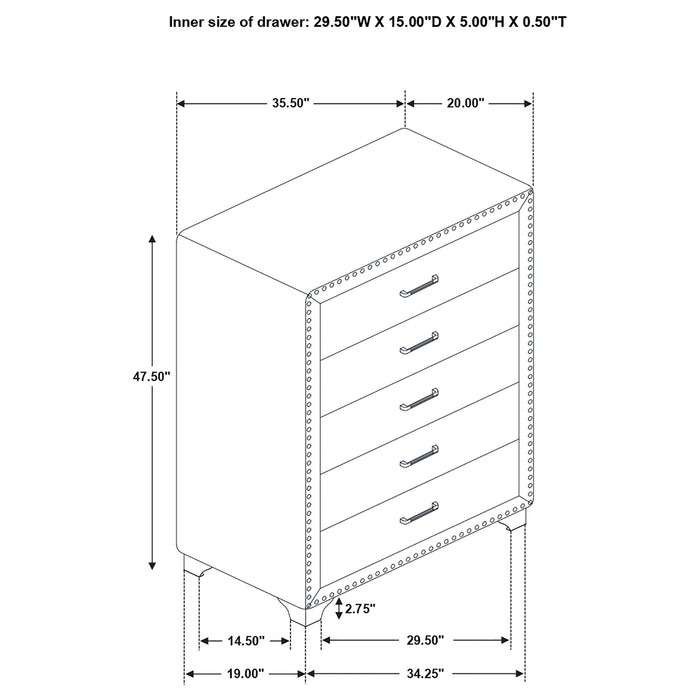 Melody 5-drawer Bedroom Chest Pacific Blue