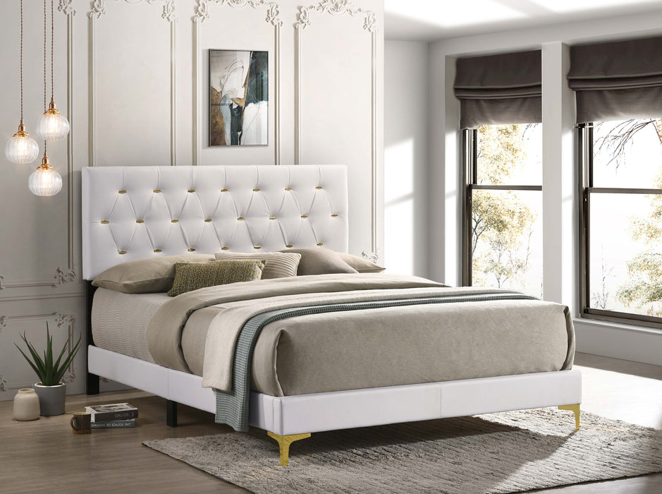 Kendall Upholstered California King Panel Bed White