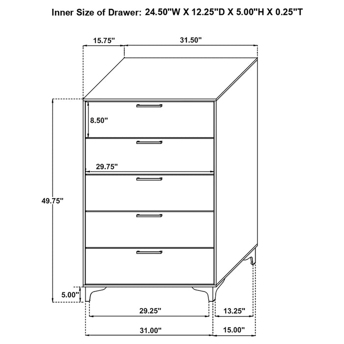 Kendall 5-drawer Bedroom Chest White