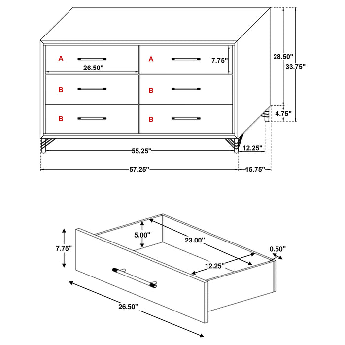 Lucia 6-drawer Dresser Cabinet White