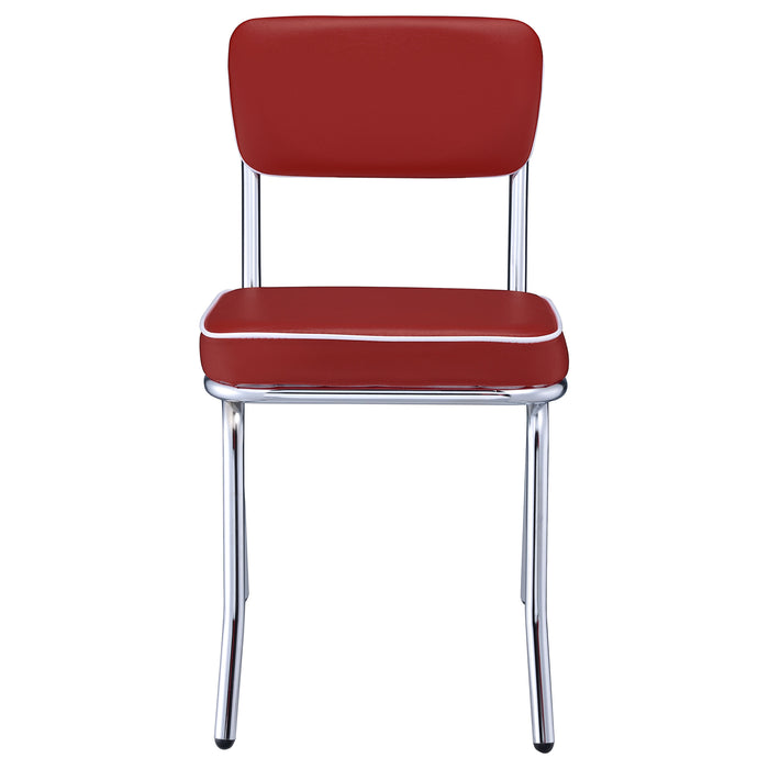 Retro Upholstered Dining Side Chair Red (Set of 2)