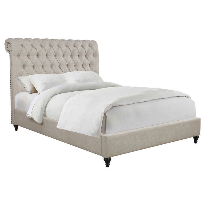 Devon 57-inch Upholstered Full Panel Bed Beige