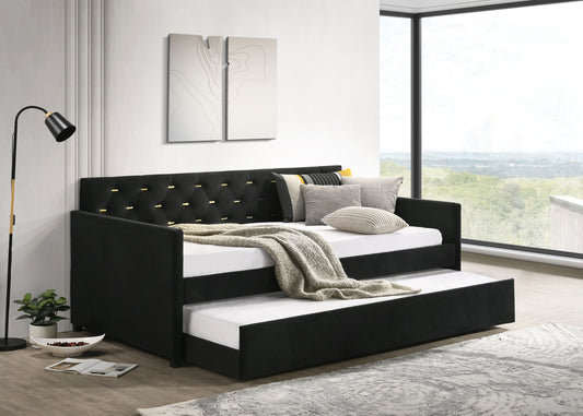 Kendall Upholstered Twin Daybed with Trundle Black