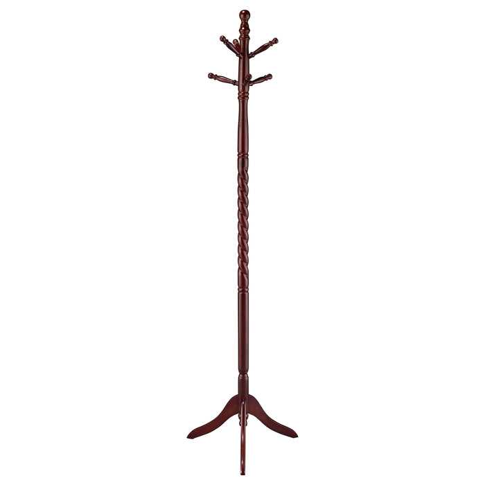 Riona 6 Hook Freestanding Wood Coat Rack Hat Hanger Merlot