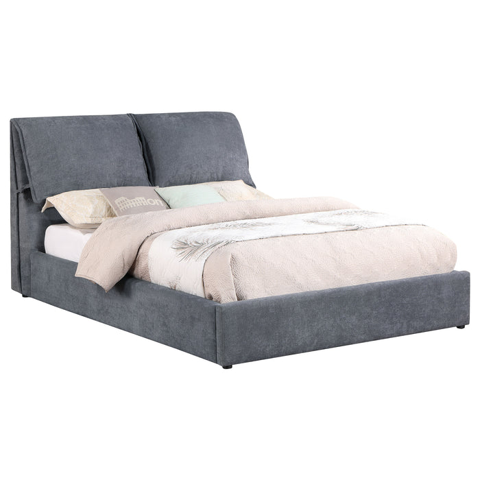 Laurel Upholstered Queen Panel Bed Dark Grey