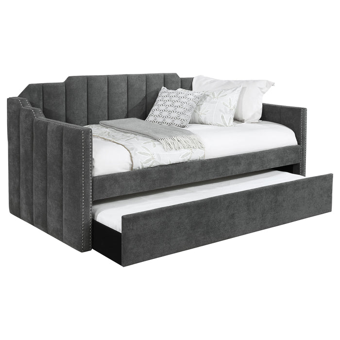 Kingston Upholstered Twin Daybed with Trundle Charcoal