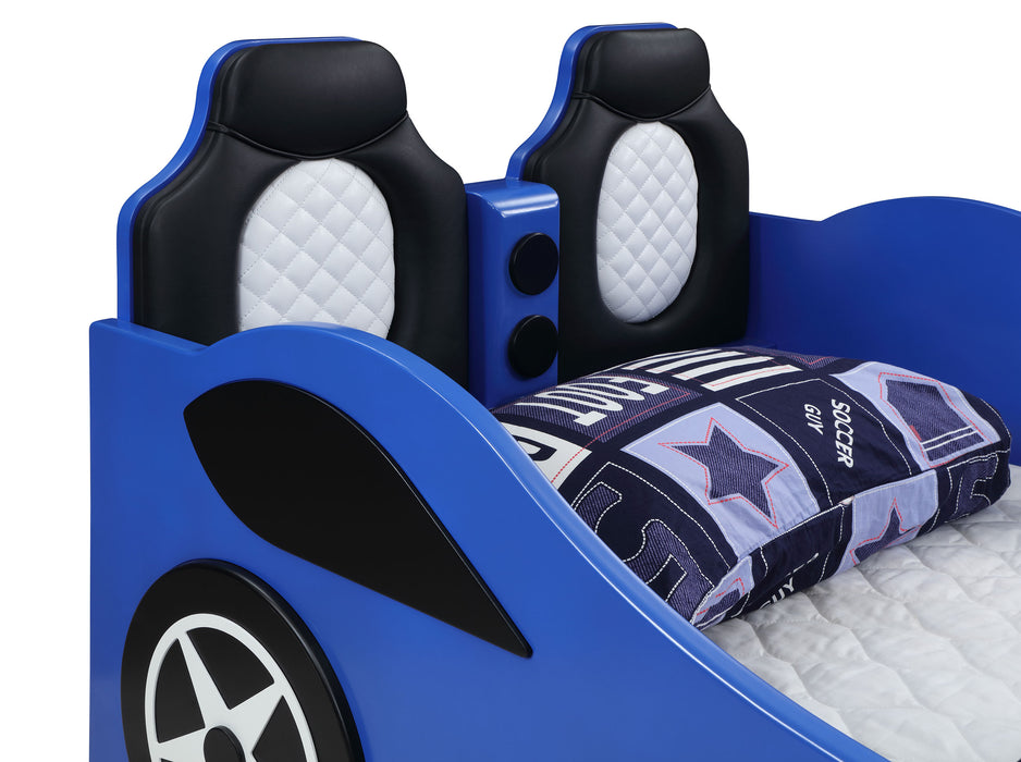 Cruiser Wood Twin LED Race Car Bed Blue