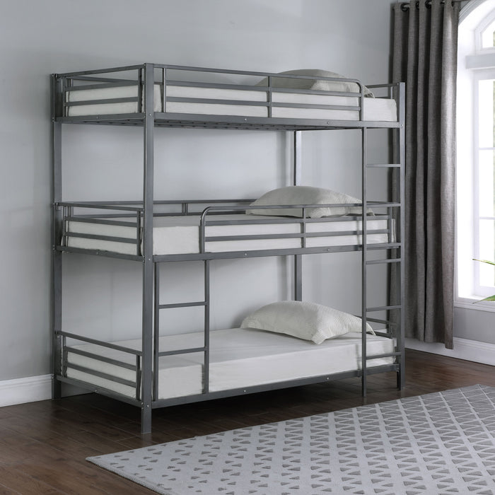 Maynard Metal Twin Triple Bunk Bed Gunmetal