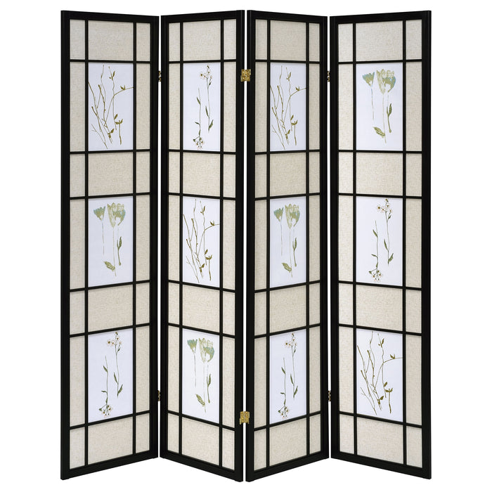 Catabella 4-Panel Room Divider Folding Shoji Screen Floral