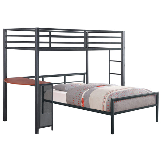 Fisher Twin Over Twin Workstation Loft Bed Set Gunmetal