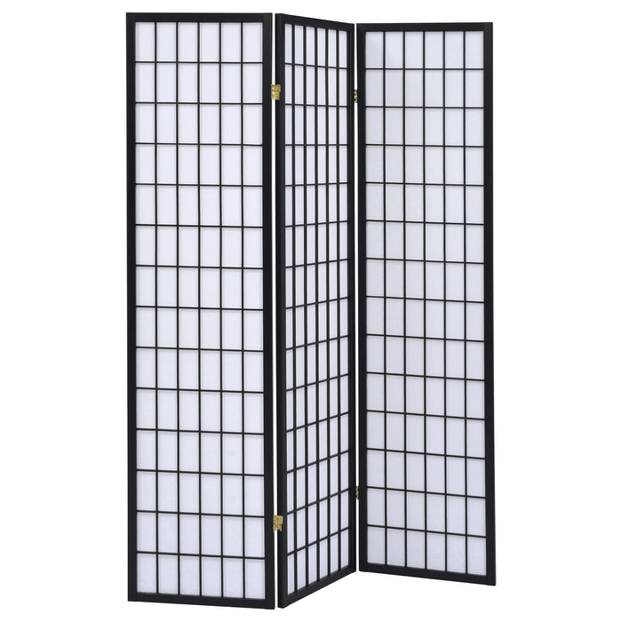 Carrie 3-Panel Room Divider Folding Shoji Screen Black