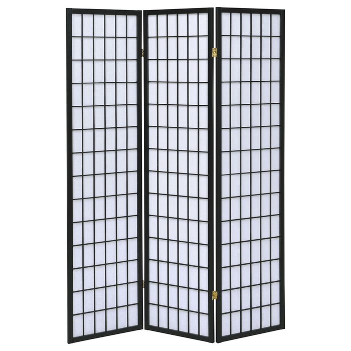 Carrie 3-Panel Room Divider Folding Shoji Screen Black