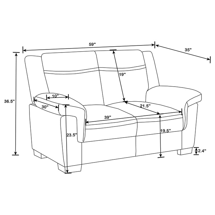 Arabella Upholstered Padded Arm Loveseat Grey