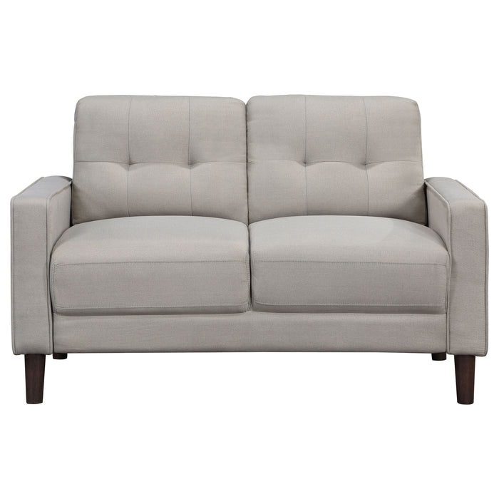 Bowen Upholstered Track Arm Tufted Loveseat Beige