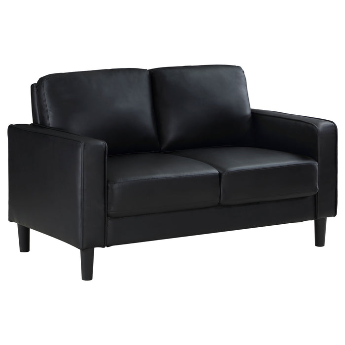 Ruth 2-piece Upholstered Track Arm Sofa Set Black