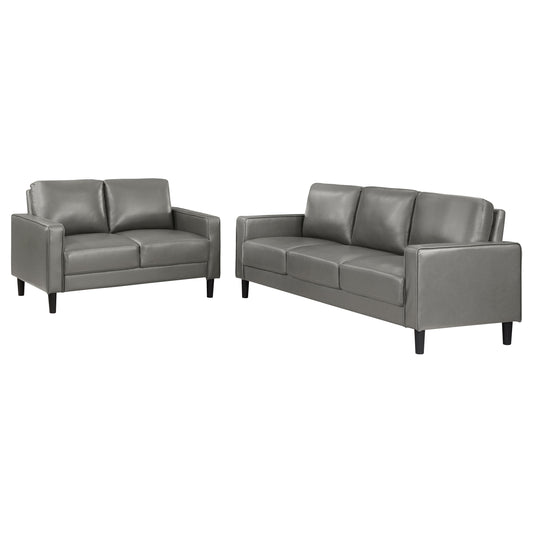 Ruth 2-piece Upholstered Track Arm Sofa Set Grey