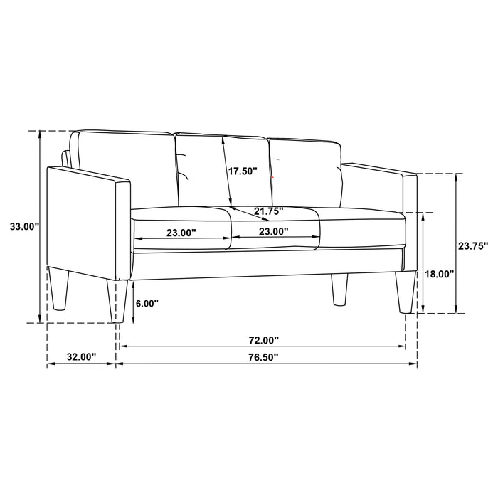 Ruth 3-piece Upholstered Track Arm Sofa Set Grey