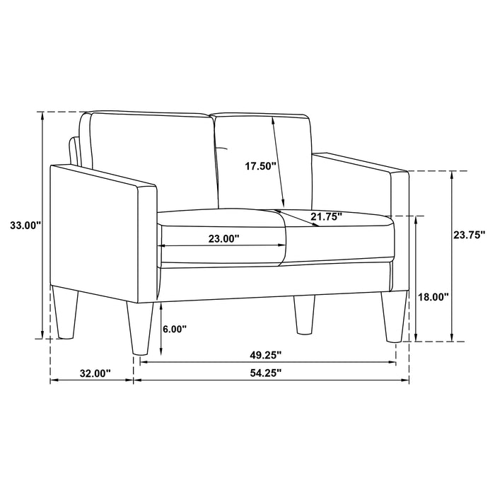 Ruth Upholstered Track Arm Loveseat Grey