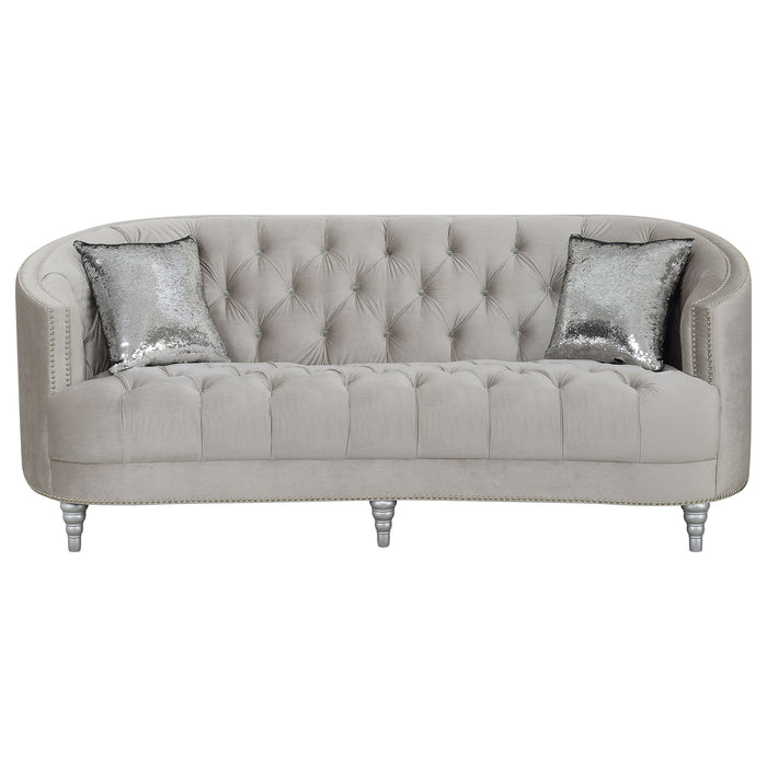 Avonlea 3-piece Upholstered Sloped Arm Sofa Set Grey Velvet