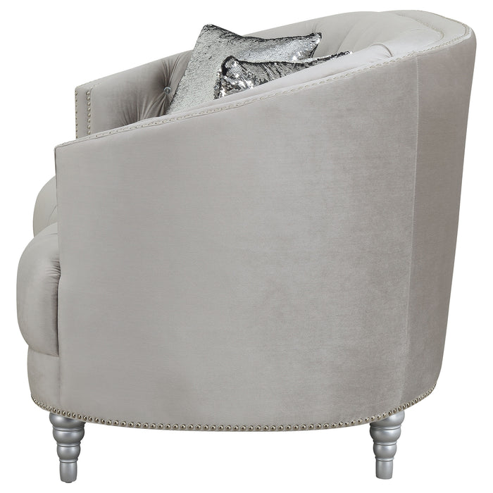 Avonlea Upholstered Sloped Arm Loveseat Grey Velvet