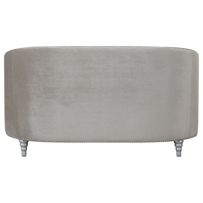 Avonlea Upholstered Sloped Arm Loveseat Grey Velvet