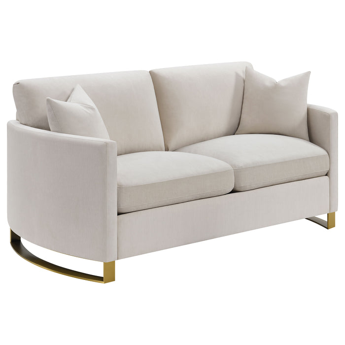 Corliss Upholstered Curved Track Arm Loveseat Beige