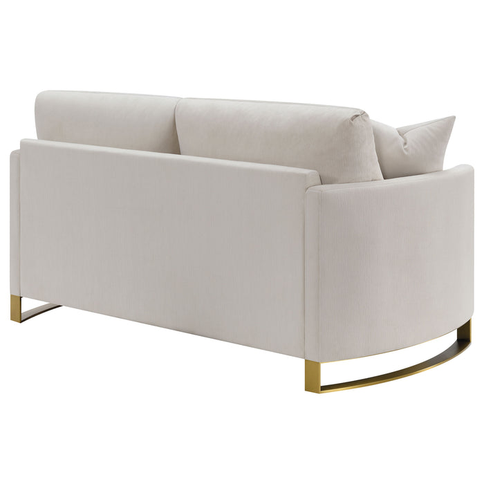 Corliss Upholstered Curved Track Arm Loveseat Beige