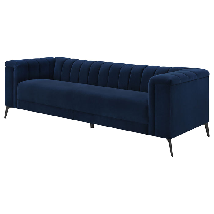 Chalet Upholstered Tuxedo Arm Tufted Sofa Blue