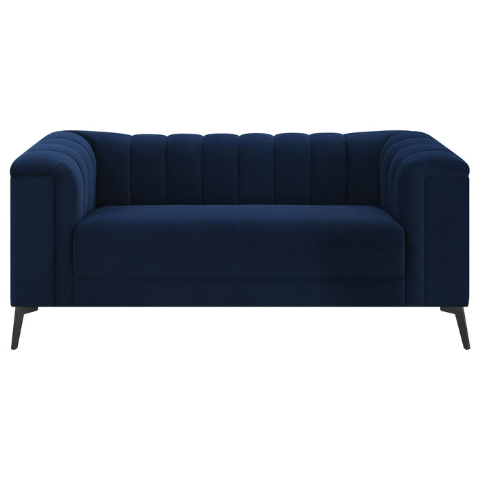 Chalet 2-piece Upholstered Tuxedo Arm Tufted Sofa Set Blue