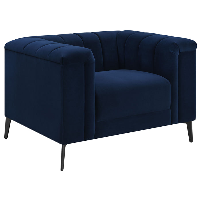 Chalet 3-piece Upholstered Tuxedo Arm Tufted Sofa Set Blue