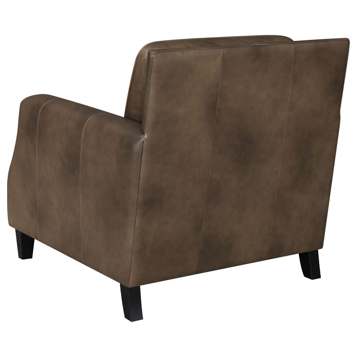 Leaton Upholstered Recessed Arm Accent Chair Brown Sugar