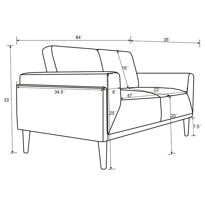 Rilynn 3-piece Upholstered Track Arm Sofa Set Grey