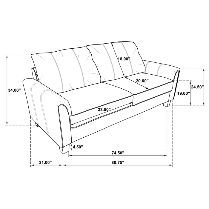 Davis 3-piece Upholstered Rolled Arm Sofa Grey