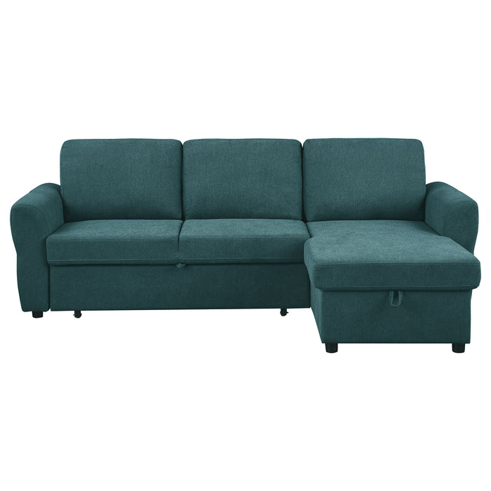 Samantha Upholstered Storage Sleeper Sectional Sofa Teal