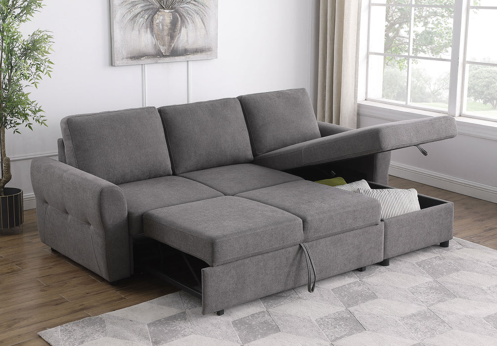 Samantha Upholstered Storage Sleeper Sectional Sofa Grey