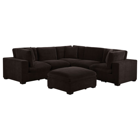 Lakeview 5-piece Upholstered Modular Sectional Chocolate