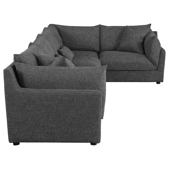 Sasha 5-piece Upholstered Modular Sectional Barely Black