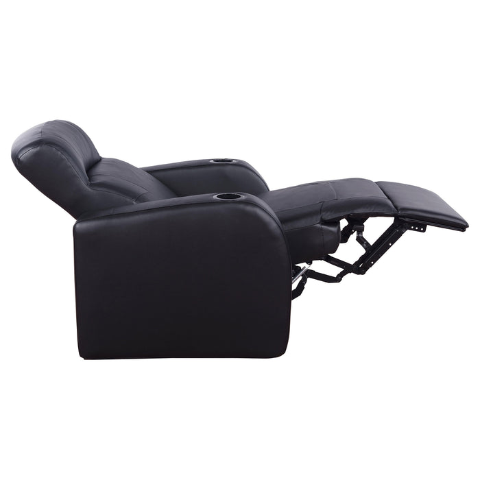 Cyrus Upholstered Track Arm Recliner Black