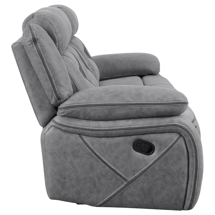 Higgins Upholstered Motion Reclining Sofa Grey