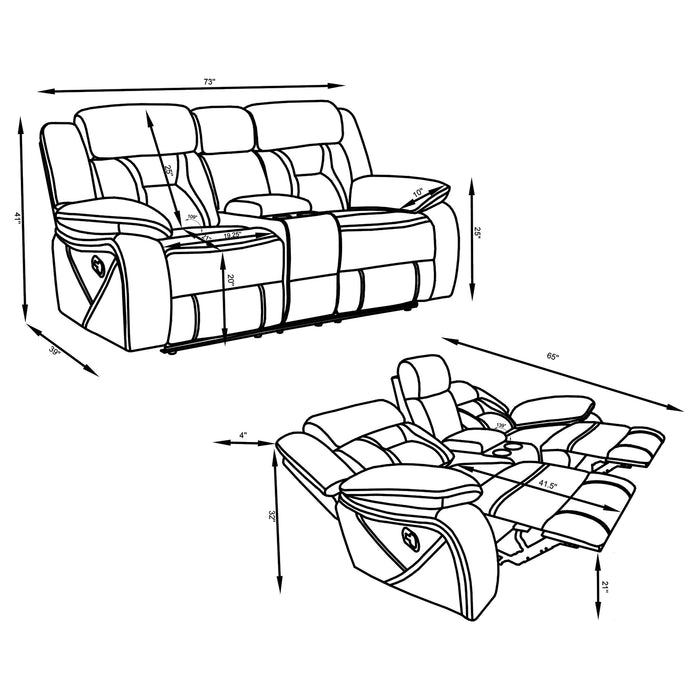 Higgins 2-piece Upholstered Motion Reclining Sofa Set Grey