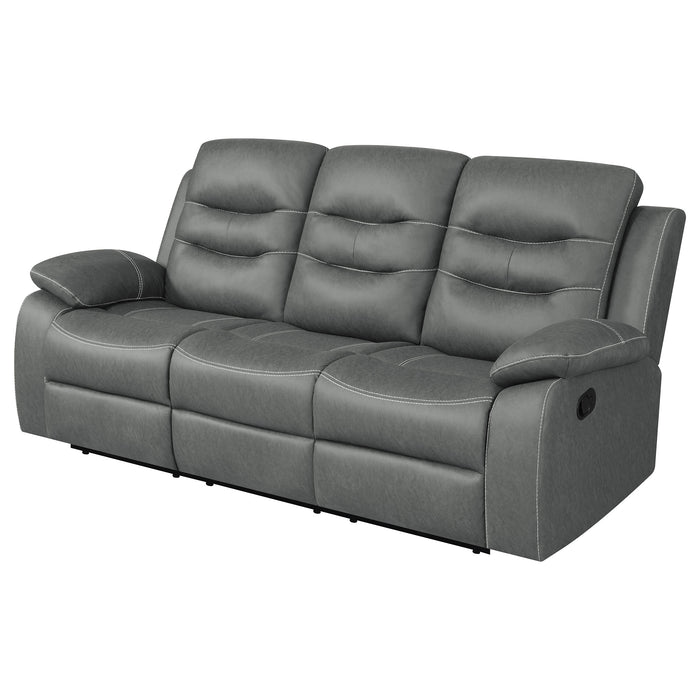 Nova Upholstered Padded Arm Reclining Sofa Dark Grey