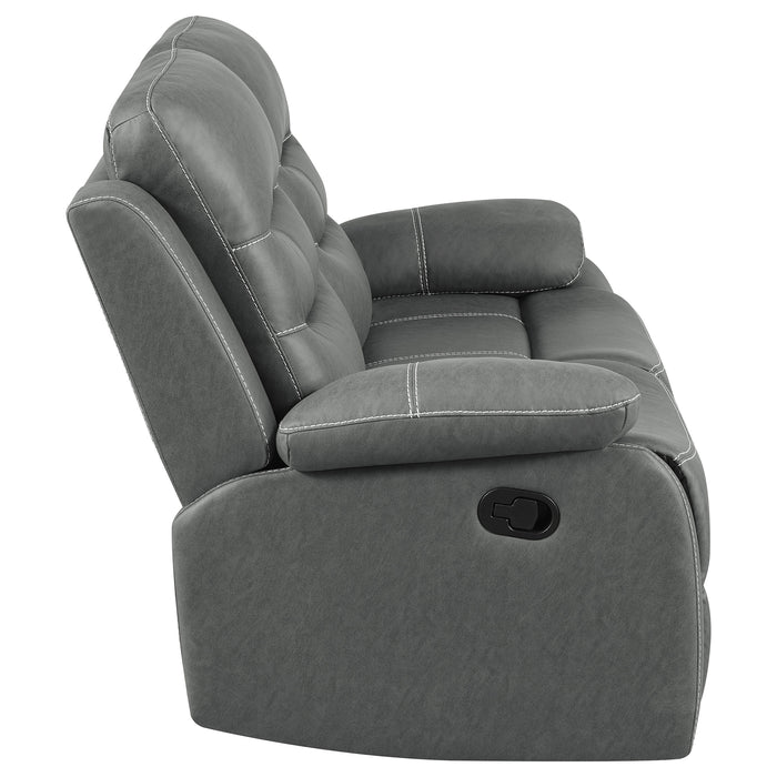 Nova Upholstered Padded Arm Reclining Loveseat Dark Grey