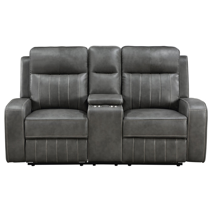 Raelynn Upholstered Track Arm Motion Loveseat Grey