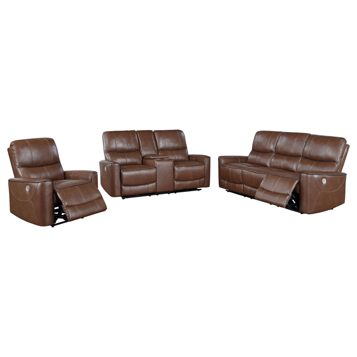 Greenfield 3-piece Power Reclining Sofa Set Saddle Brown